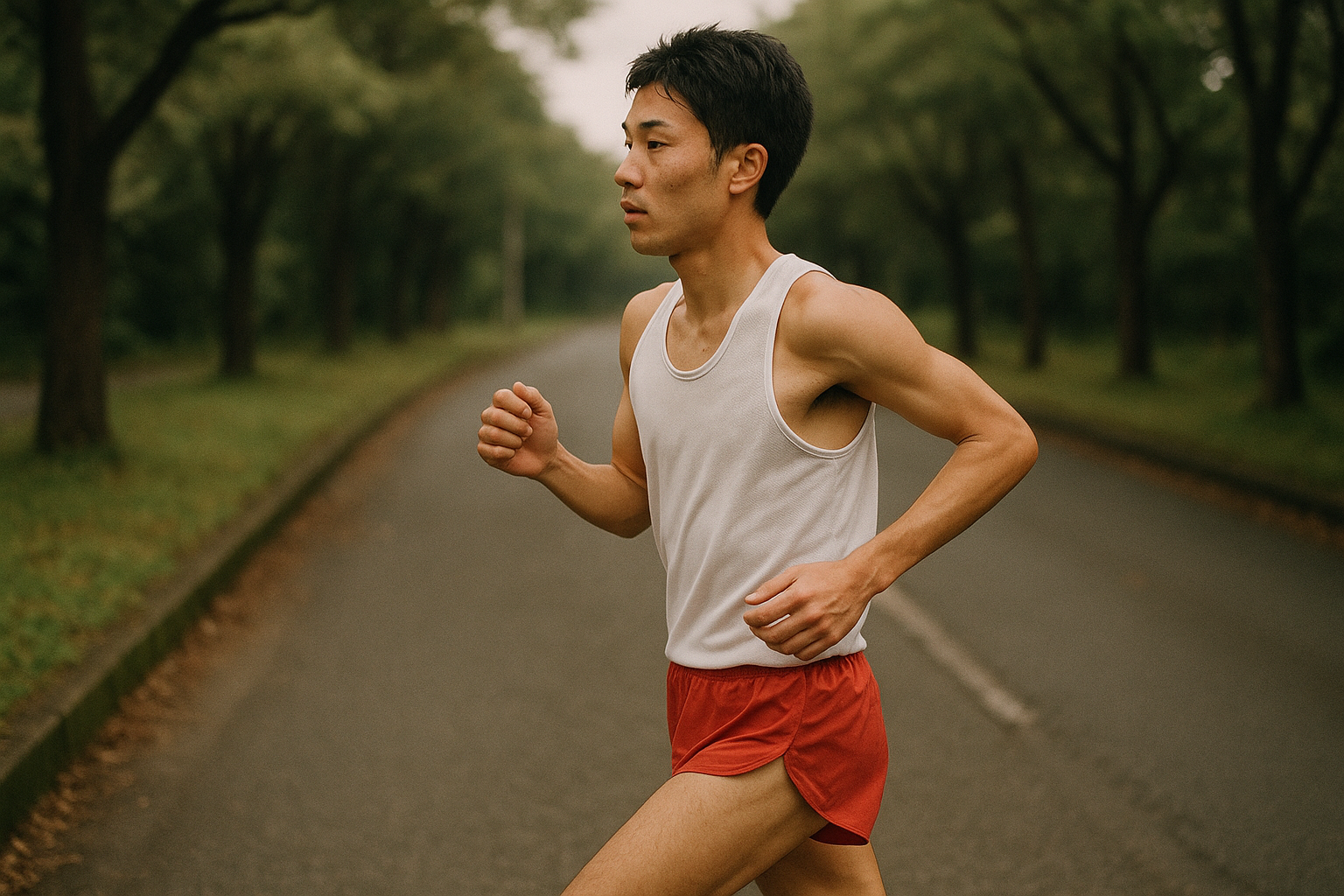 トラックを疾走する選手