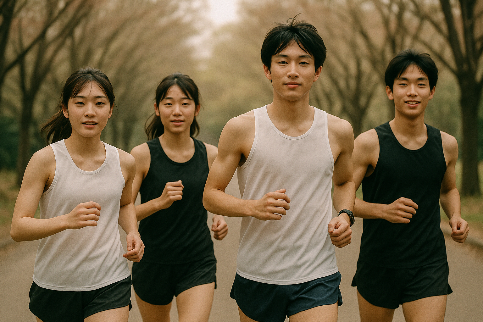 チームで走る選手たち